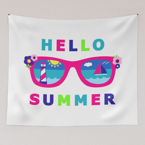 Item preview, Hello Summer Sunglasses Reflecting Lighthouse and Sailboat designed and sold by CoralFoxDesigns.