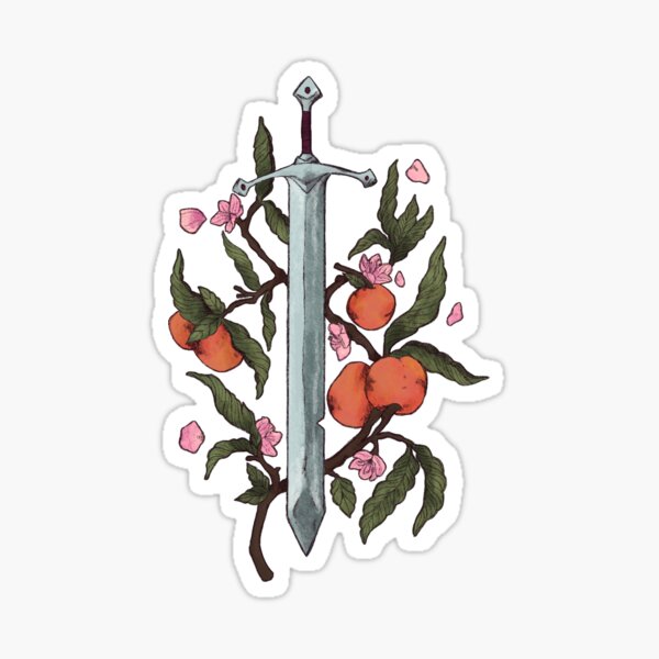 "Sword and Peaches Sticker" Sticker for Sale by radishtales Redbubble