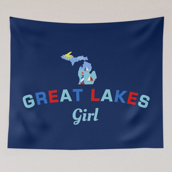 Item preview, Michigan Great Lakes Girl - Red and Blue designed and sold by CoralFoxDesigns.