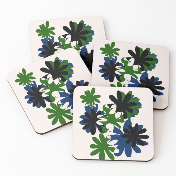 Item preview, Graphic flowers in green, blue, black, simple and abstract designed and sold by Nadezda Kravcenko.