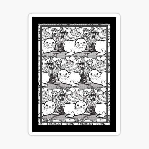 Item preview, Sundae Seal Line Art Seamless Surface Pattern Design designed and sold by ZaryaKiqo.