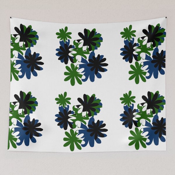Item preview, Graphic flowers in green, blue, black, simple and abstract designed and sold by Nadezda Kravcenko.
