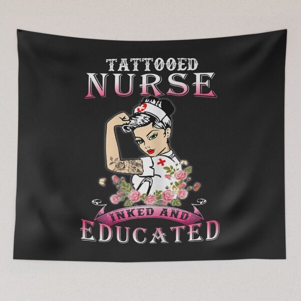 Item preview, Womens Tattooed Nurse Inked and Educated Tattooed Nurse TShirt120 designed and sold by claudiadccla.