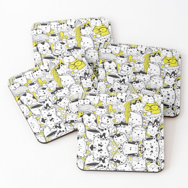 Item preview, doodle cats coffee cartoon pattern designed and sold by zaher97.