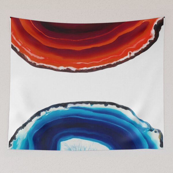 Item preview, Red and blue agate slice designed and sold by AlexGolyakov.