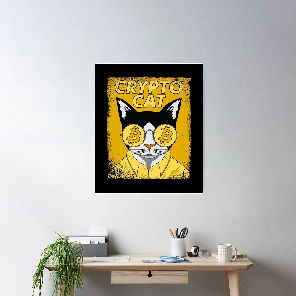 Crypto Cat, Cryptocurrency Bitcoin T-Shirt, Hoodie, Sticker, Cat Bitcoin  Design
