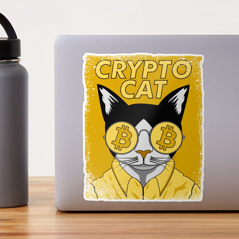 Crypto Cat, Cryptocurrency Bitcoin T-Shirt, Hoodie, Sticker, Cat Bitcoin  Design