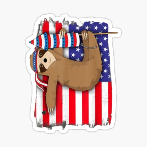 4th of july american flag sloth shirt Sticker