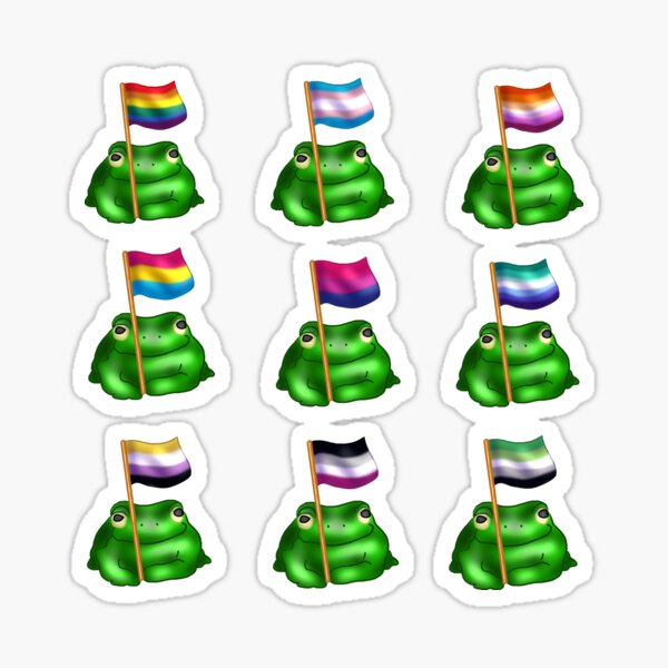 LGBTQ Pride Flag Frogs Sticker Pack Sticker