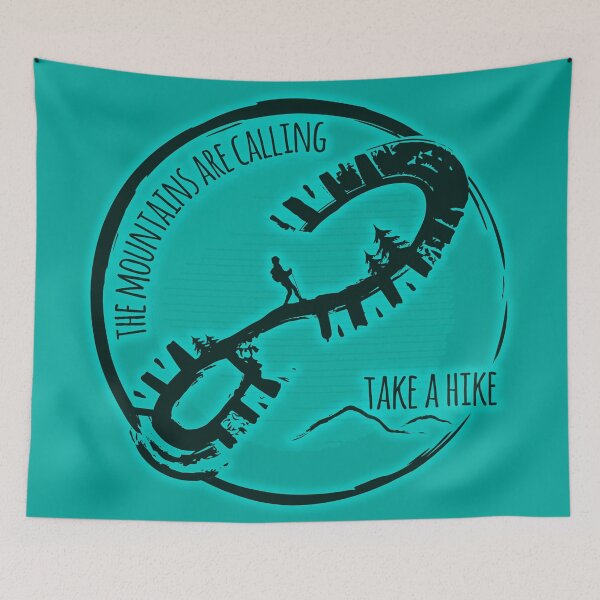 Item preview, The Mountains Are Calling Hiking - Teal 01 designed and sold by serenaking.