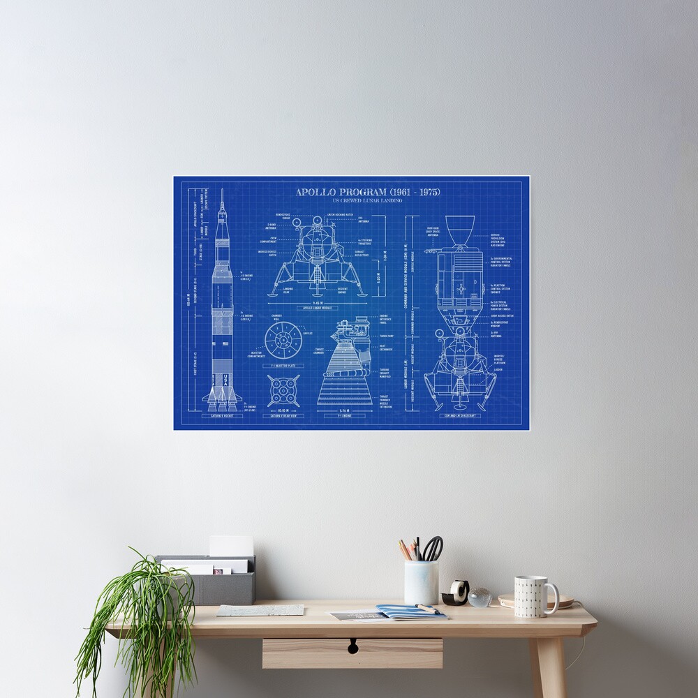 Apollo Program (1961 - 1975) Blueprint Poster