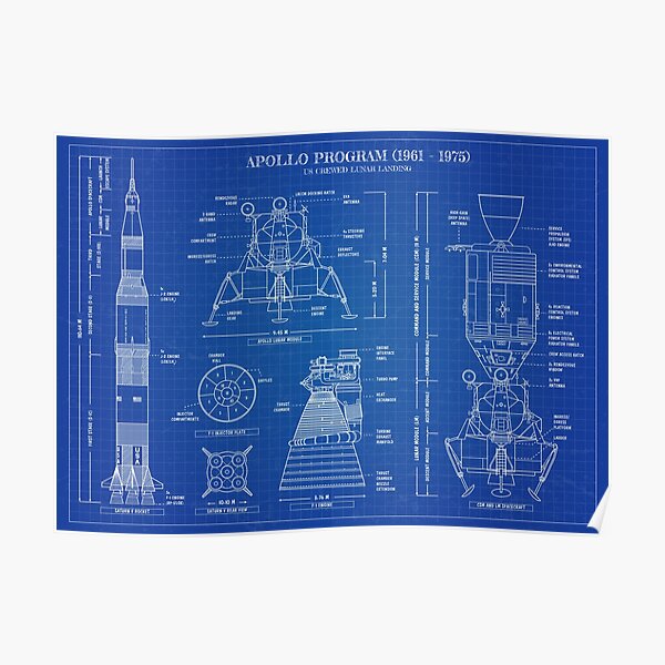 Apollo Program (1961 - 1975) Blueprint Poster
