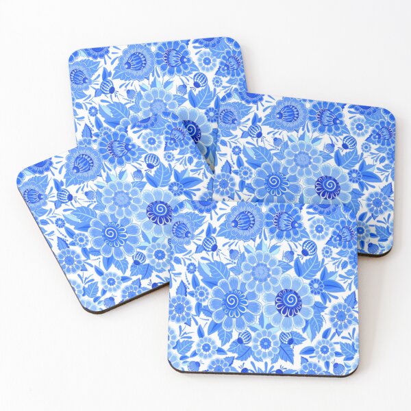 Item preview, blue floral pattern  designed and sold by Design Repo.