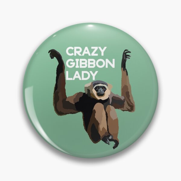Item preview, Crazy Gibbon Lady,G is for Gibbon, Gibbon Illustration – Agile and Vocal Tropical Ape Artwork designed and sold by PrettylittlepastelUk.