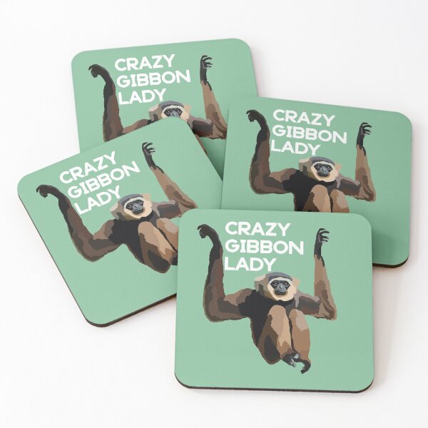 Item preview, Crazy Gibbon Lady,G is for Gibbon, Gibbon Illustration – Agile and Vocal Tropical Ape Artwork designed and sold by PrettylittlepastelUk.