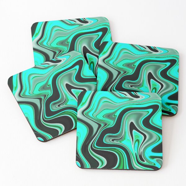 Item preview, Neon Turquoise Fluid on Black Color designed and sold by Flydea.