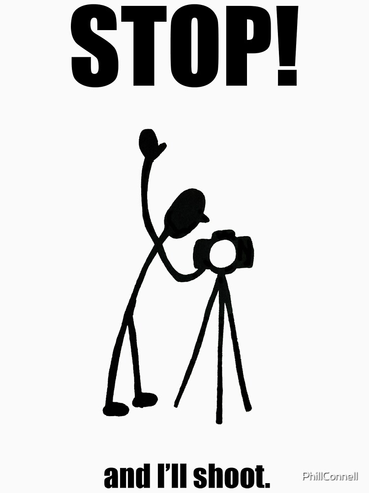 Thumbnail 7 of 7, Essential T-Shirt, Photographer "STOP! - And I'll Shoot" Cartoon designed and sold by PhillConnell.