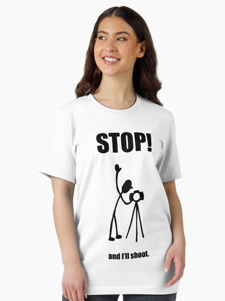 Thumbnail 1 of 7, Essential T-Shirt, Photographer "STOP! - And I'll Shoot" Cartoon designed and sold by PhillConnell.