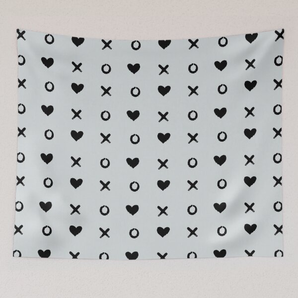 Item preview, Monochrome girly hugs and kisses and hearts pattern designed and sold by TheWalnut.