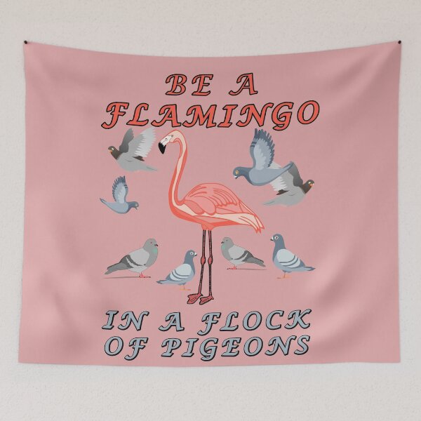 Item preview, Be A Flamingo in a Flock Of Pigeons - Pink and Grey designed and sold by KeysTreasures.