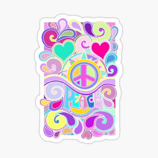 Psychedelic Hippy Retro Peace Art Sticker