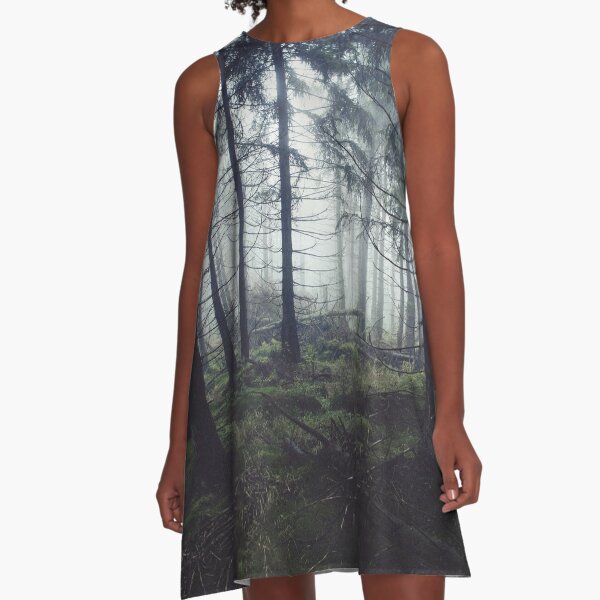 Item preview, Through The Trees // Nightwalker In Ghostwood Romantasy Foggy Misty Fairytale Forest Covered In Magic Fog designed and sold by Tordis Kayma.