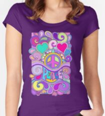 Psychedelic Hippy Retro Peace Art Women's Fitted Scoop T-Shirt