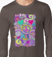 Psychedelische Hippie-Retro Friedenskunst Langarmshirt