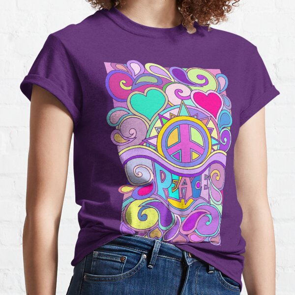 Psychedelic Hippy Retro Peace Art Classic T-Shirt
