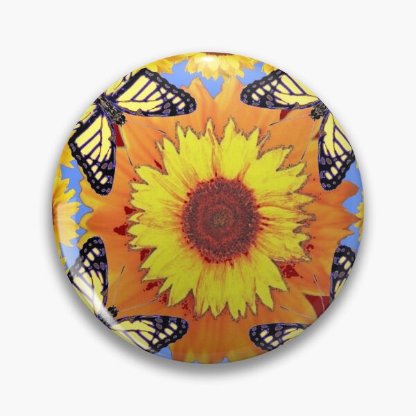 Item preview, YELLOW BUTTERFLIES SUNFLOWERS BLUE ABSTRACT PATTERNS designed and sold by sharlesart.