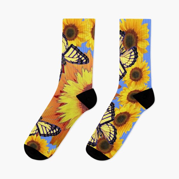 Item preview, YELLOW BUTTERFLIES SUNFLOWERS BLUE ABSTRACT PATTERNS designed and sold by sharlesart.