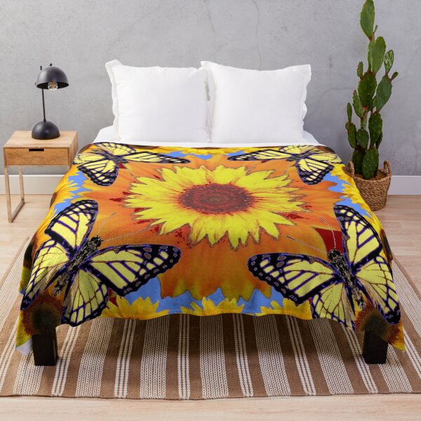 Item preview, YELLOW BUTTERFLIES SUNFLOWERS BLUE ABSTRACT PATTERNS designed and sold by sharlesart.