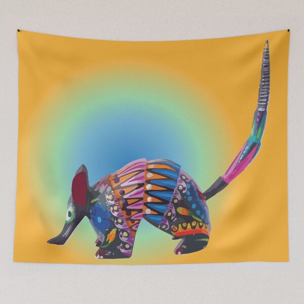 Item preview, Coco armadillo alebrije mexican folk art hand painted maximalist colorful pattern designed and sold by T-Mex.
