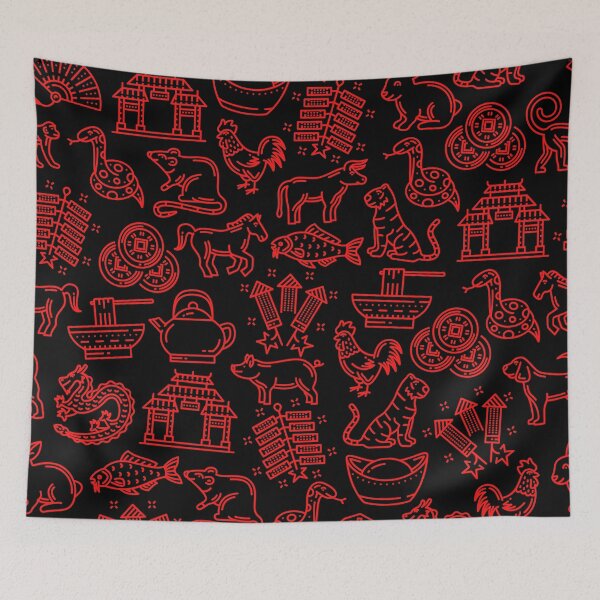 Item preview, Asian heritage month, asian pattern red designed and sold by Yellowsprint.