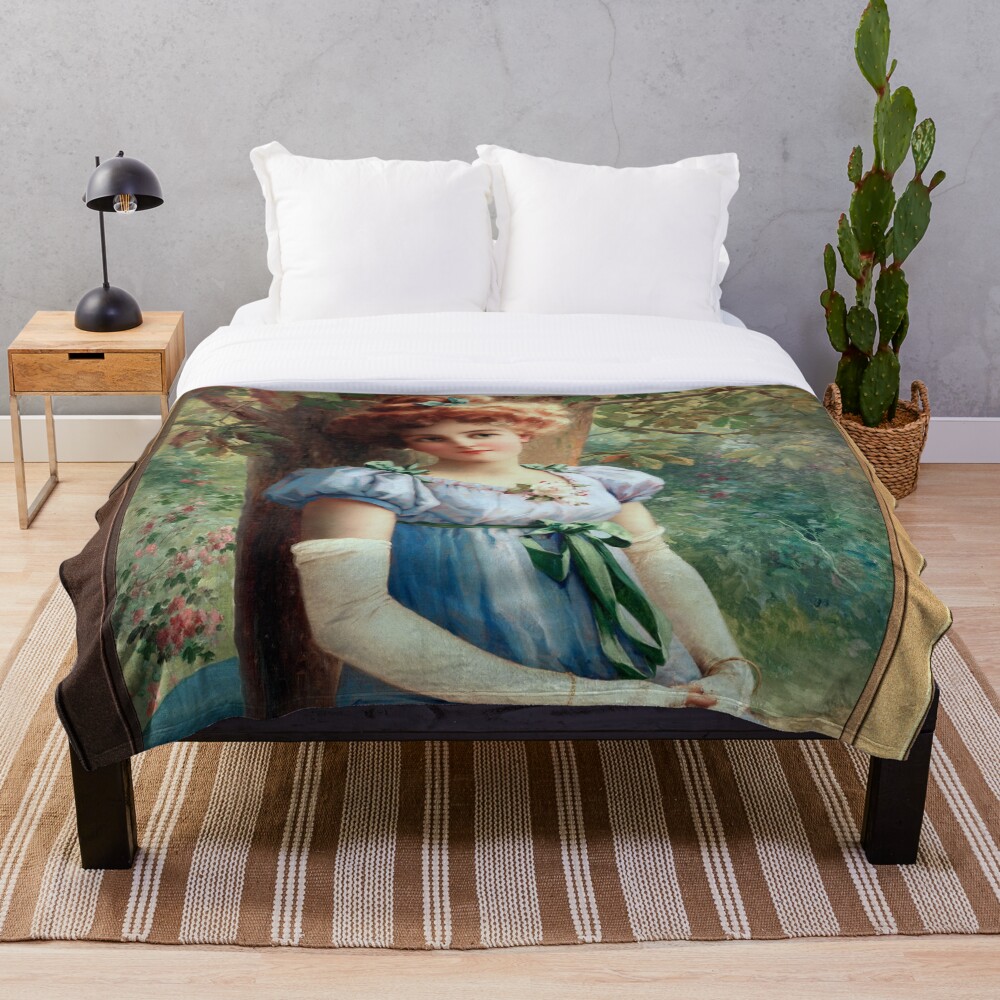 Xzendor7 Comforters, Duvet Covers and Throw Blankets - Elegance and Beauty 21 A Sweet Glance by Émile Vernon Classical Fine Art Xzendor7 Old Masters Reproductions Throw Blanket