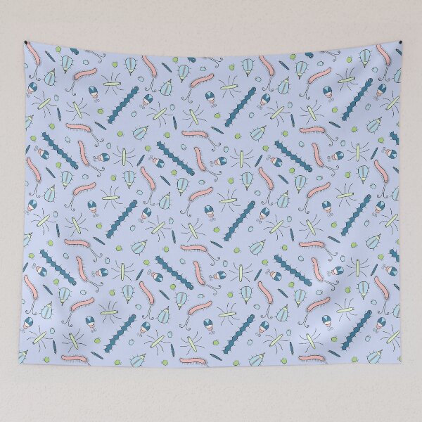 Item preview, Cute Insects on Blue designed and sold by fogoosherie.