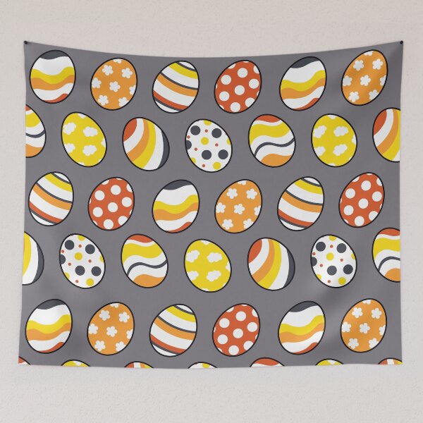 Item preview, Egg Pattern | Yellow Orange Gray | Stripes Clouds Flowers Dots designed and sold by Wintre2.