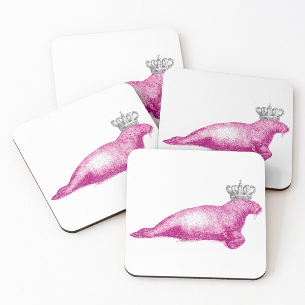 Item preview, pink walrus crown vintage fauna designed and sold by MiraNomegusta.