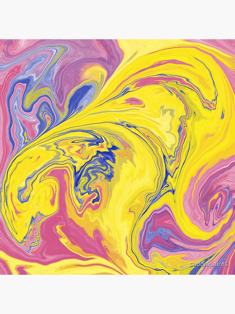 "Pink, blue, and yellow abstract art" Poster for Sale by saudiapaints