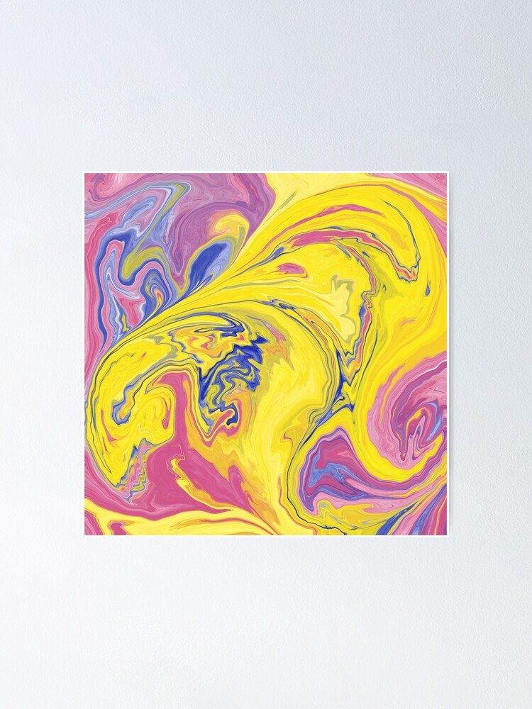 "Pink, blue, and yellow abstract art" Poster for Sale by saudiapaints