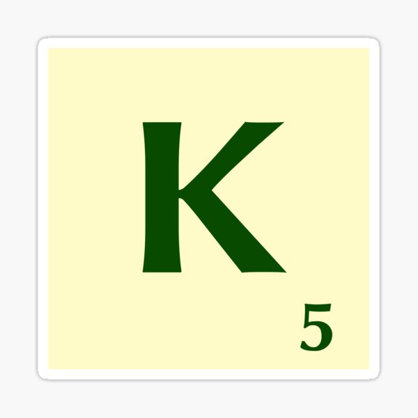Ficha de Scrabble de la K de 5 puntos Pegatina