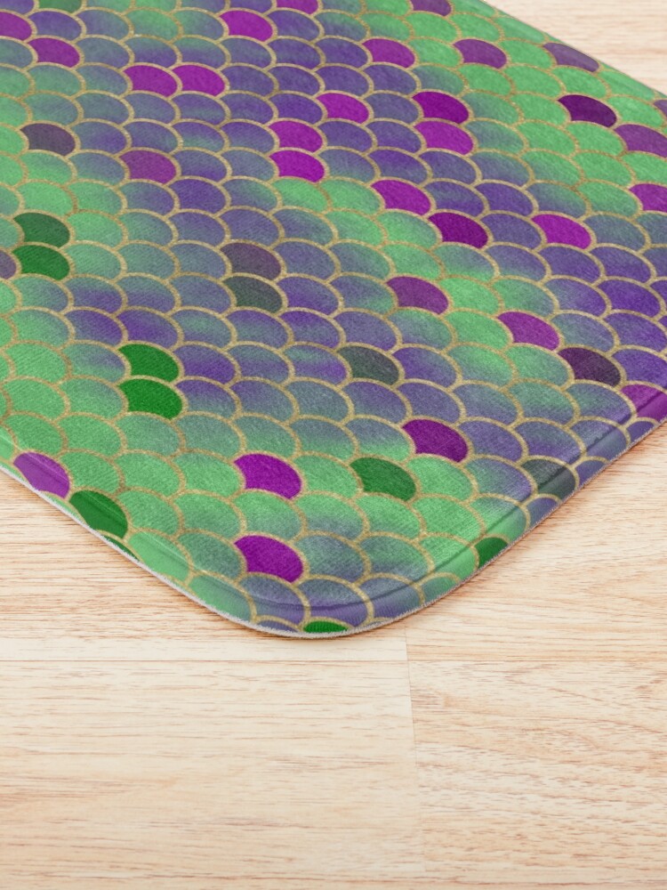 Alternate view of Green and Purple Mermaid Scales Bath Mat