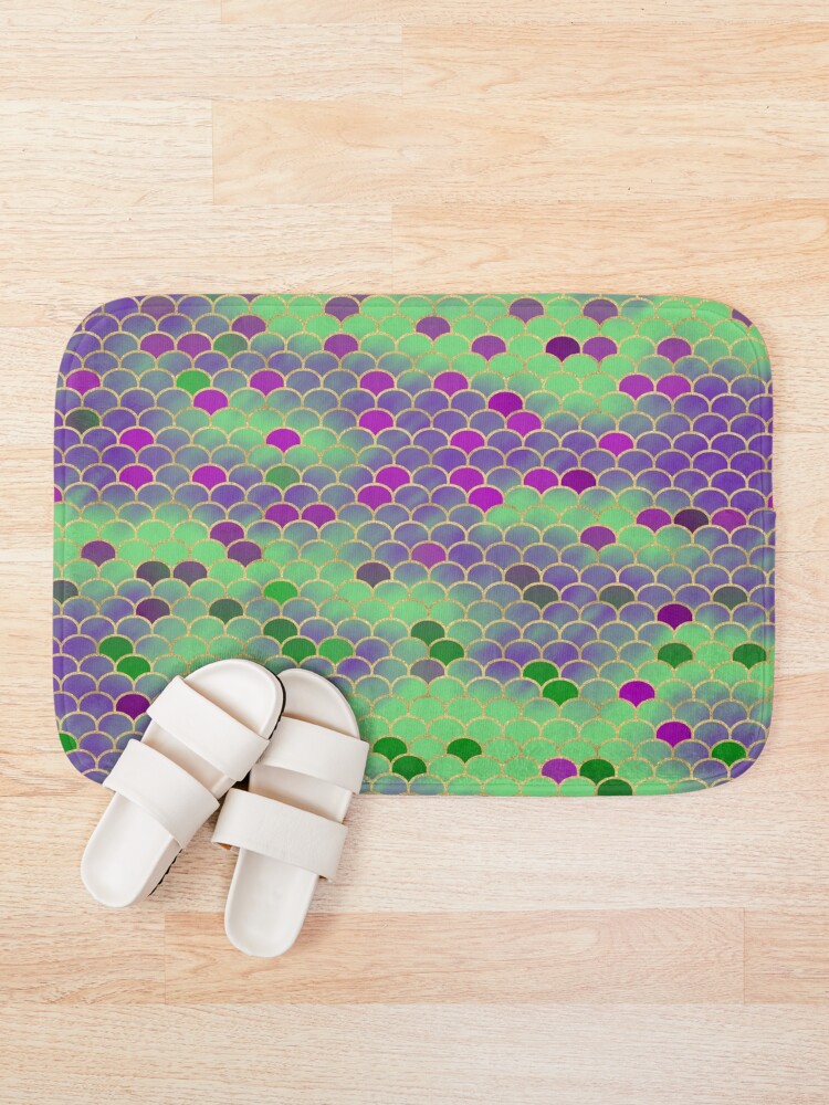 Alternate view of Green and Purple Mermaid Scales Bath Mat