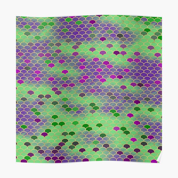 Green and Purple Mermaid Scales Poster
