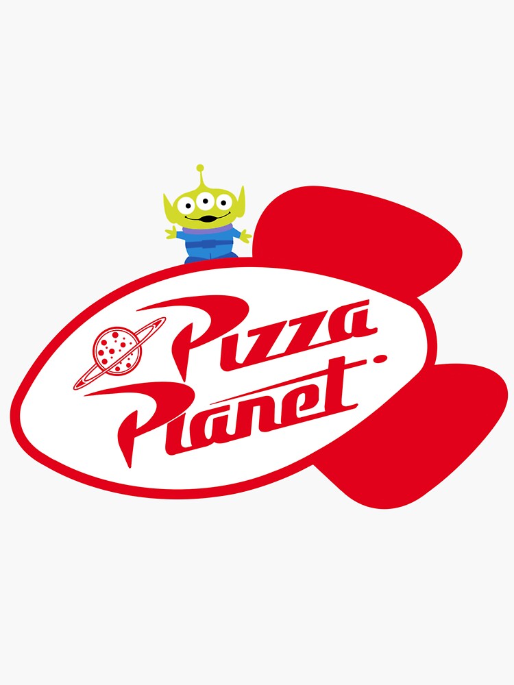 Thumbnail 3 of 3, Sticker, Alien on Pizza Planet Sign designed and sold by MagicMaker19.