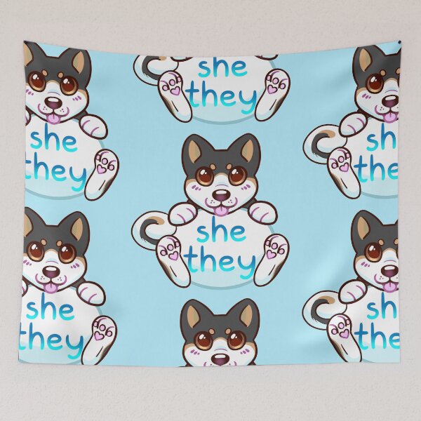 Item preview, Doggy Pronouns - She/They designed and sold by leashonlife.