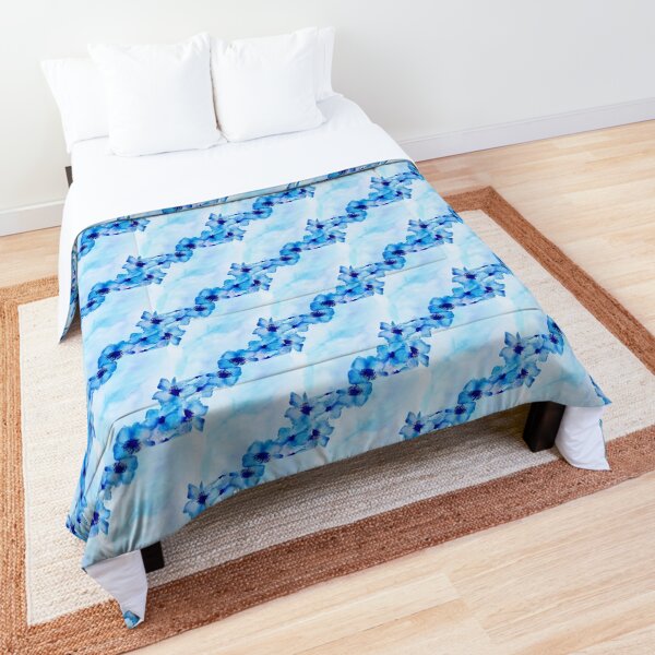 Light Blue/Blue Floral Design Comforter