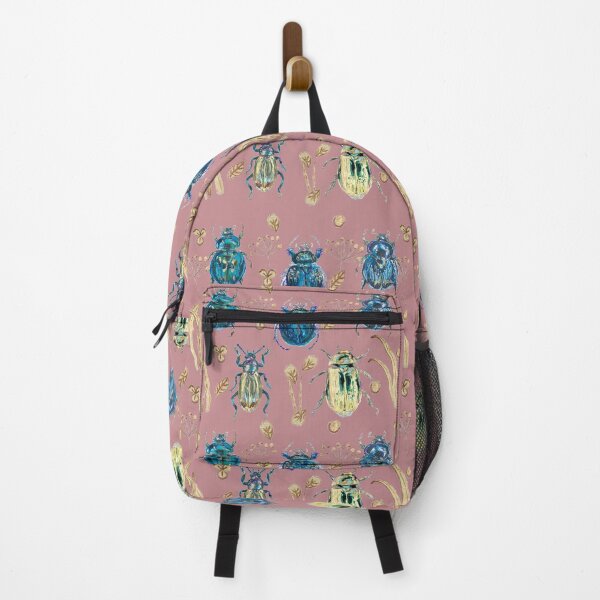 Item preview, Iridiscent beetles on a dusty pink background. designed and sold by OksArt22.
