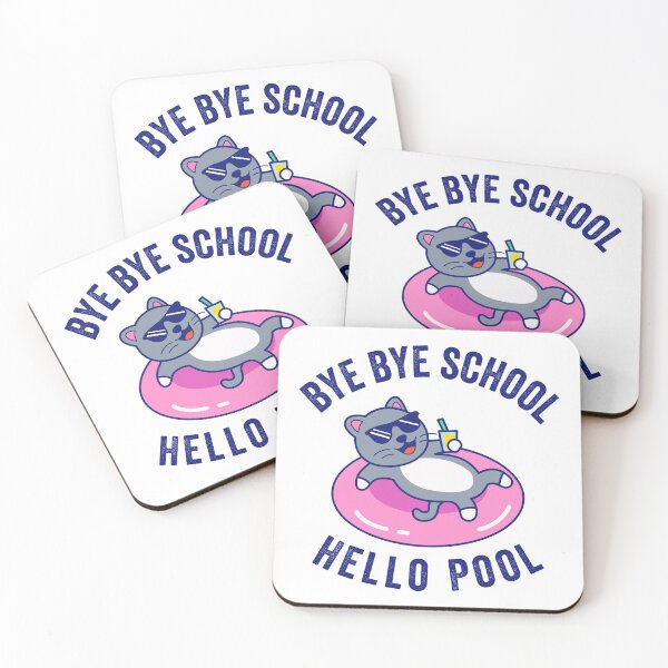 Item preview, Bye Bye School Hello Pool Cat Cute Kawaii designed and sold by MeowsAndMakes.