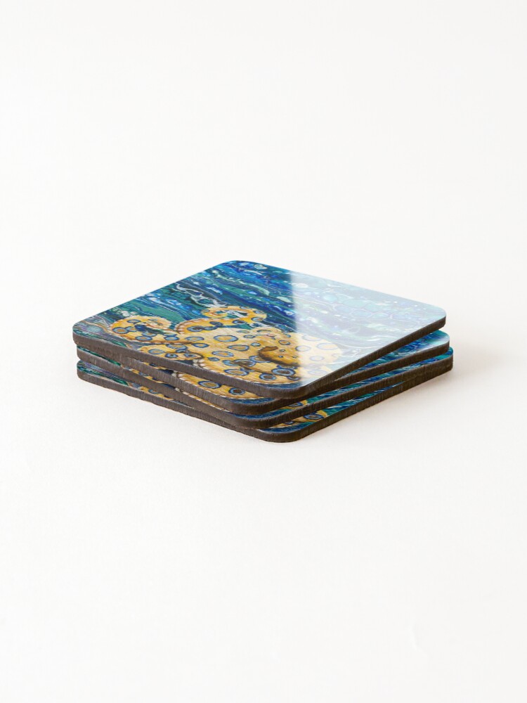 Thumbnail 4 of 5, Coasters (Set of 4), Blue Ringed Octopus designed and sold by EvaCreature.